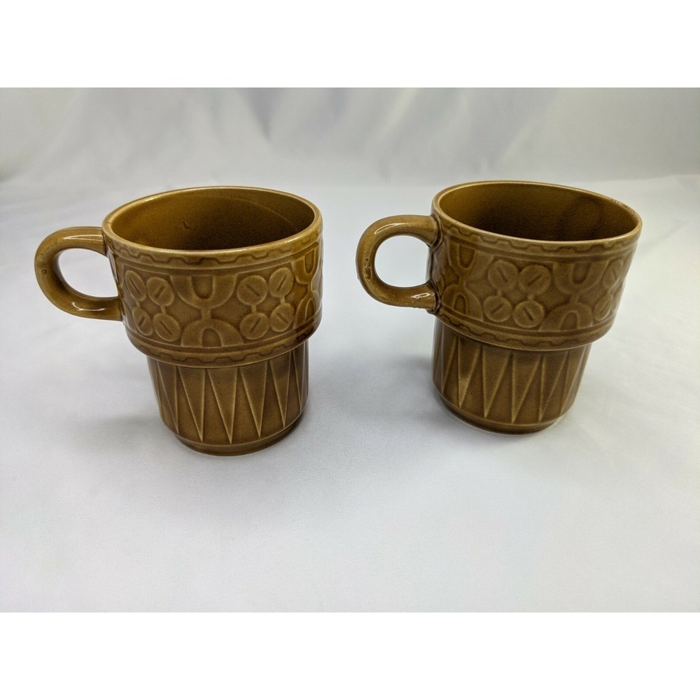 Vintage Stacking Coffee Cup‎ Yellow Lot of 2 Japan